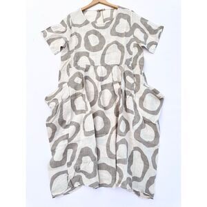 NEW Klasiks Dress Women’s L Cream 100% Linen Oversized Lagenlook Made in Italy